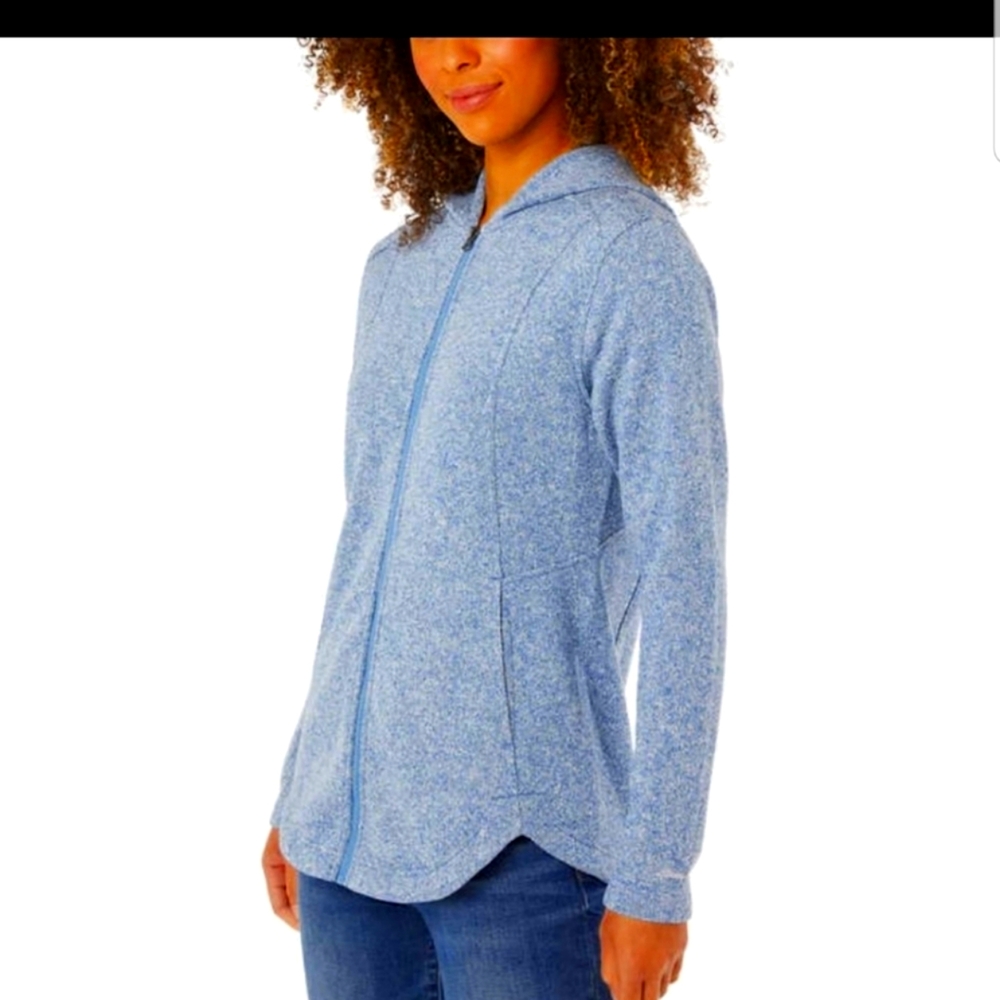 Eddie Bauer women Radiator Fleece  Long Full-zip hooded Jacket BLUE